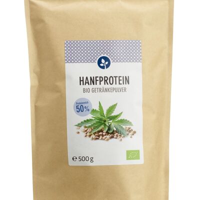 Hanfprotein, bio 500g | 50% pflanzl. Eiweiß | VEGAN | Beutel mit Zipp-Verschluß