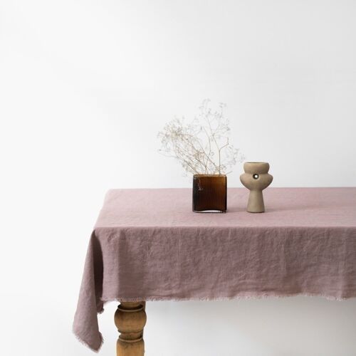 Ashes of Roses Linen Tablecloth with Fringes