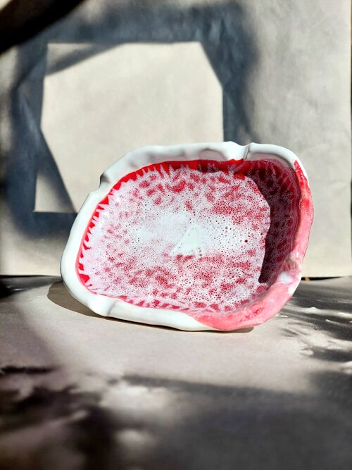 Cigar Ceramic Ashtray with Unique White and Red glaze