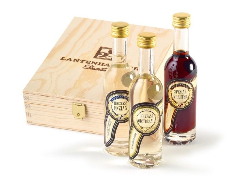 Holzkiste "3er Set inkl. 0,05 ltr. mini Spezialitäten"