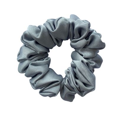 Silver Satin Hair Scrunchie