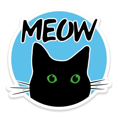 Autocollant vinyle Meow chat noir