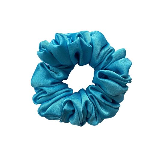 Blue Satin Hair Scrunchie
