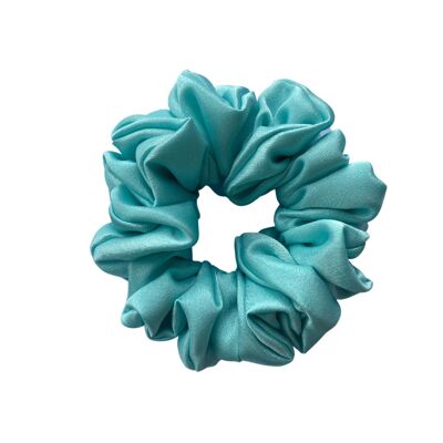 Turquoise Satin Hair Scrunchie