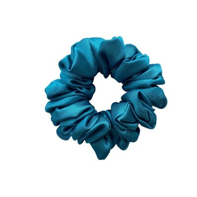 Scrunchie per capelli in raso blu petrolio