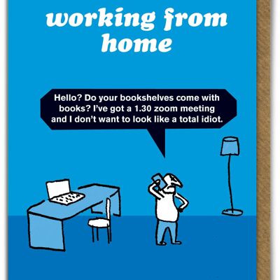 Working From Home Bookshelves Card