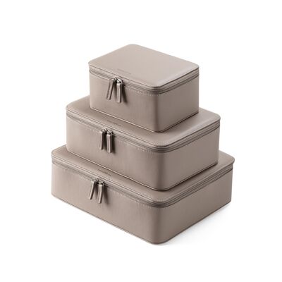 Vegan Leather Packing Cube Set Taupe