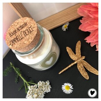 Bougie Artisanale senteur Cannelle Douce Cœur Kaki (cocooning, hygge, fête des mères, maman) 3