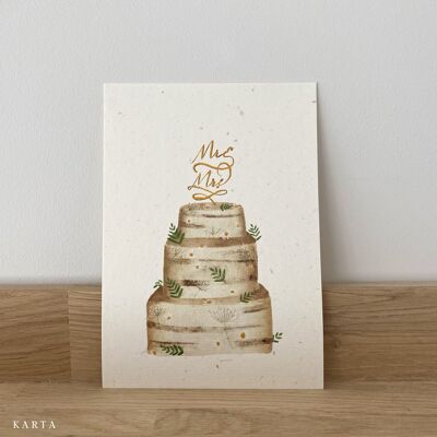 carte de voeux -gâteau de mariage floral