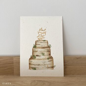 carte de voeux -gâteau de mariage floral 1