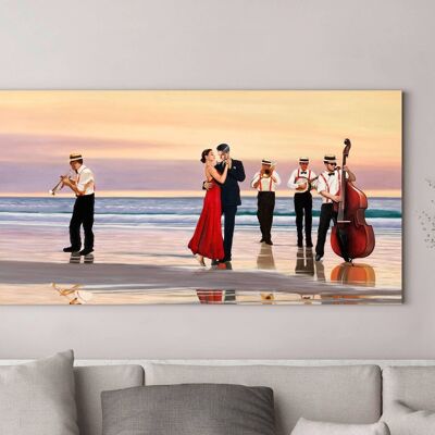 Modern and romantic painting, on canvas: Pierre Benson, Romance on the beach