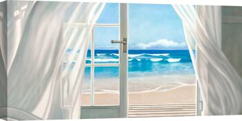Peinture en trompe-l'oeil sur toile : Pierre Benson, Fenêtre sur la plage 2
