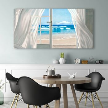 Peinture en trompe-l'oeil sur toile : Pierre Benson, Fenêtre sur la plage 3