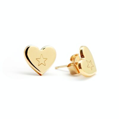Women's gold-plated heart chips - STAR engraving