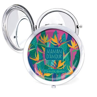 Specchietto tascabile Messaggio in argento Mamma - Uccello del Paradiso