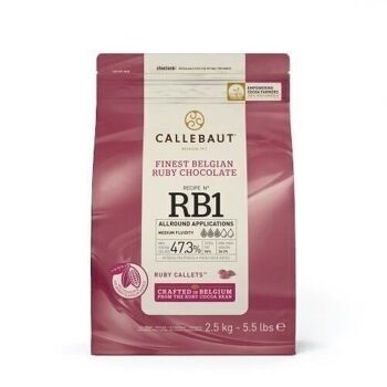 CALLEBAUT - FINEST BELGIAN RUBY CHOCOLATE- RECETTE N° RB1 - 2,5 KG- PISTOLES 1