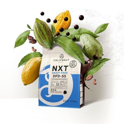 CALLEBAUT - Cioccolato di copertura fondente NXT 55,7% senza latte - 2,5 kg - Pistole