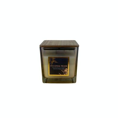 Bougie Parfumée Encens Noir Avec Couvercle En Bois