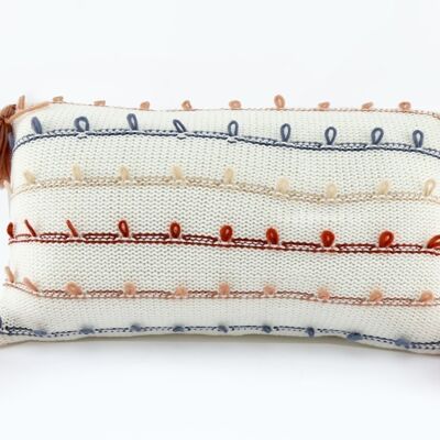 Striped Rectangle Cushion With Tassles