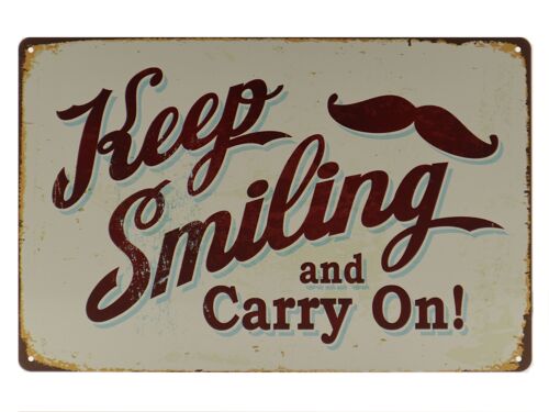 Keep smiling metalen bord 20x30cm
