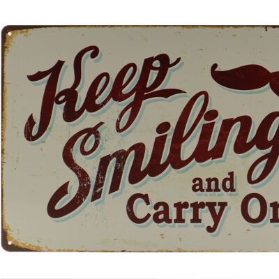 Keep smiling metalen bord 20x30cm