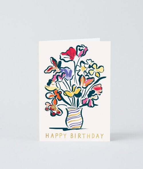 Happy Birthday Card - HB Bouquet in Vase