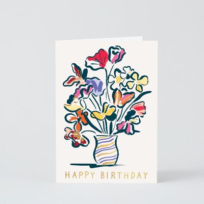 Alles Gute zum Geburtstagskarte – HB Blumenstrauß in Vase