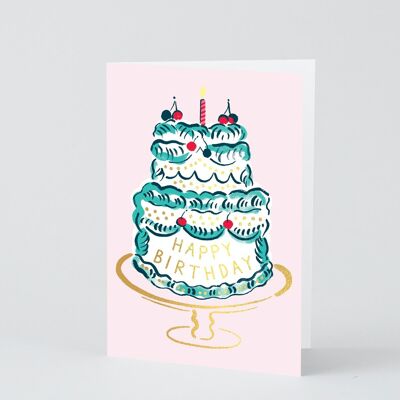 Tarjeta de feliz cumpleaños - Pastel y vela HB