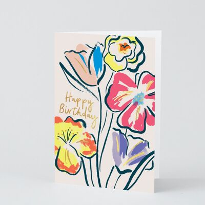 Tarjeta de feliz cumpleaños - Feliz cumpleaños floral