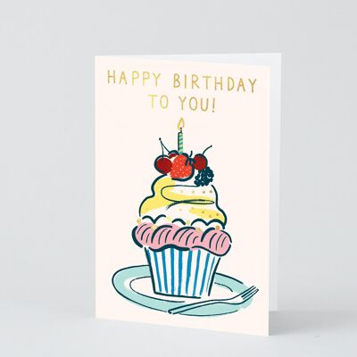 Tarjeta de feliz cumpleaños - Feliz cumpleaños Cupcake