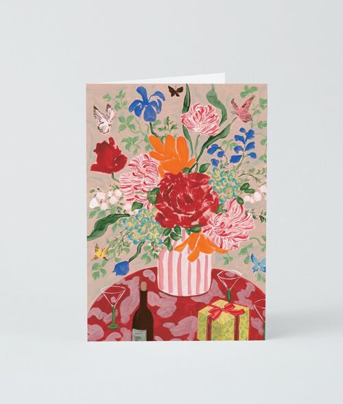 Art Card - Birthday Bouquet & Champagne