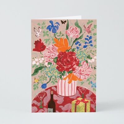 Art Card - Bouquet di compleanno e champagne