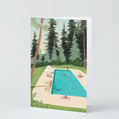 Tarjeta de arte - junto a la piscina