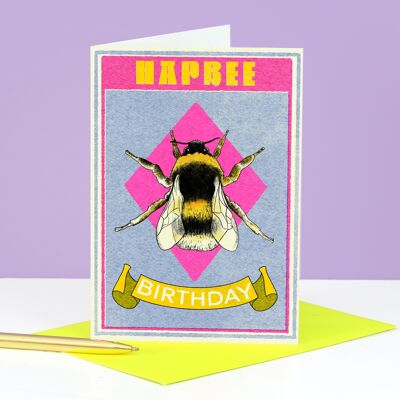 Biglietto d'auguri di compleanno ape Hapbee | Carta delle api | Biglietti d'auguri femminili