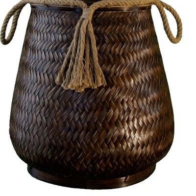 Putri brown round plants or storage bamboo basket with rope