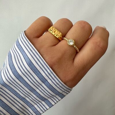 Gold Handmade Ring, Spinner Band Ring, Mom Ring, Gemstone Ring, Gift for Mom, Adjustable Ring, Gift for Her.