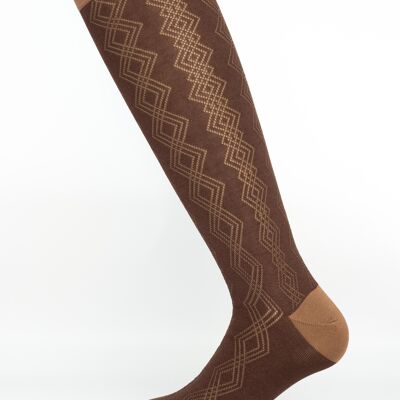 Brown rhombus pattern men's socks