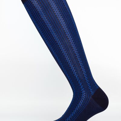 Ribbed patterned men's socks with blue rhombuses
