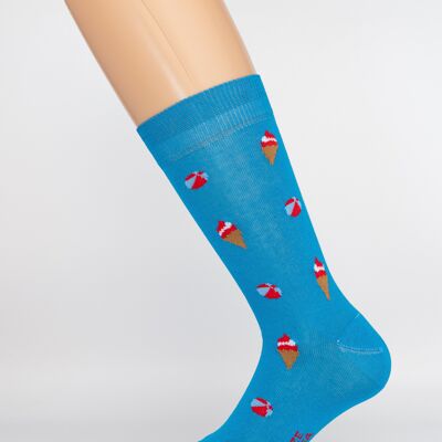 Men's blue sea patterned socks