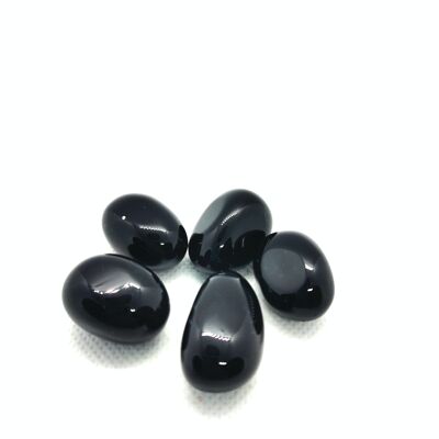 Set aus 5 Trommelsteinen aus Obsidian