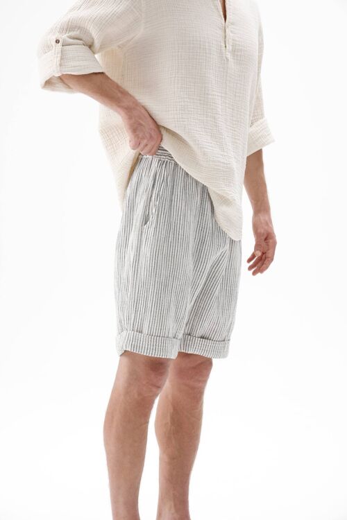 Men's Stripe Linen Short (3231) 65% cotton 25% viscose 10% linen