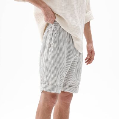 Pantaloncini da uomo in lino a righe (3231) 65% cotone 25% viscosa 10% lino