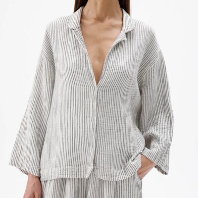 Camicetta camicia in lino a righe (3222) 65% cotone, 25% viscosa, 10% lino