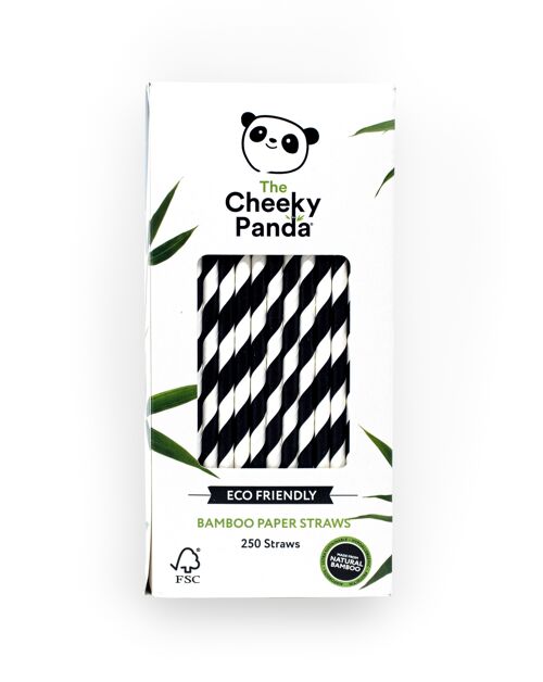 Bulk Bamboo Straws Box - Black & White - 250 - 24