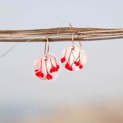 Boucles d'oreilles crochet Fleurs rouges