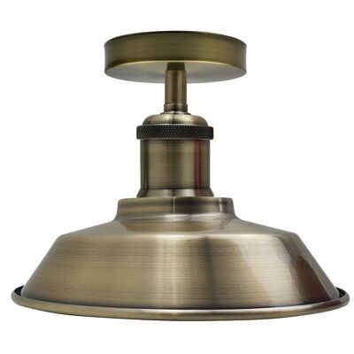 Ceiling Light Retro Flush Mount Ceiling Lamp Shade Fitting Green Brass