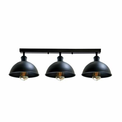 Lámpara de techo de metal industrial vintage, montaje empotrado, 3 cabezales, luces modernas