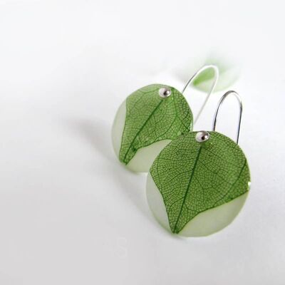 Green Leaf hook earrings