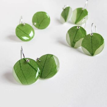 Boucles d'oreilles crochet feuille verte 6