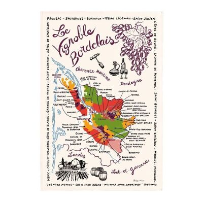 Die Karte von Bordeaux Geschirrtuch 48 x 72